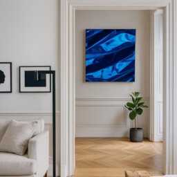 Handmade Metal Wall Art Concave Blue Mirror Sculpture - thumbnail 4