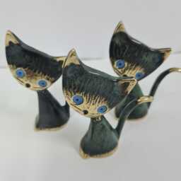 Handmade Brass Cat Figure, Patina Bronze Finish, Home Decor - thumbnail 4
