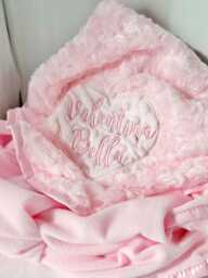 Personalised Baby Blanket, Blankets, Embroidered New Gift, Luxury Heart Fluffy Girls Blanket