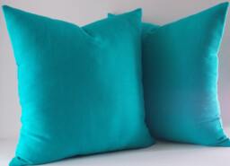 Set Of 2 Turquoise Linen Pillow Covers Modern Throw Cushion