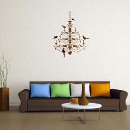 Chandelier With Birds Stencil For Wall Decor Painting Decorate Large Template - thumbnail 1
