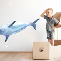 Watercolor Beluga Whale #1 Wall Decal Ocean Sea Life Removable Fabric Sticker - thumbnail 2