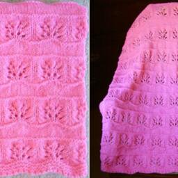 New Handmade Fuchsia Hot Pink Knit Crochet Baby Afghan Blanket Throw Newborn Infant Soft Floral - thumbnail 2