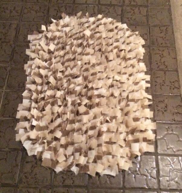 Burlap Rag Rug, Oval Rugs, Shabby Chic Shag, White & Beige Cotton Area Rug - image 1