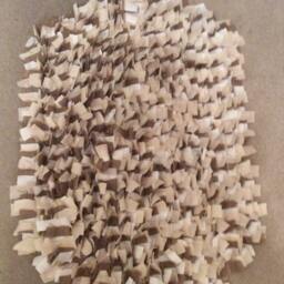 Burlap Rag Rug, Oval Rugs, Shabby Chic Shag, White & Beige Cotton Area Rug - thumbnail 2