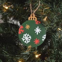 Hand Painted Snowflake Wooden Christmas Ornament - thumbnail 2