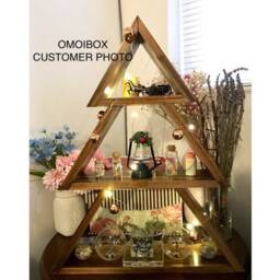 Wooden Christmas Tree Shaped Shelf - 3 Tiers Large Xmas Wall Mountable - Wood Wall Shelf.wooden Trees.wooden Tree Decor - thumbnail 4