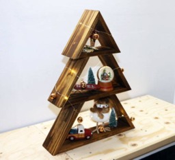 Wooden Christmas Tree Shaped Shelf - 3 Tiers Large Xmas Wall Mountable - Wood Wall Shelf.wooden Trees.wooden Tree Decor