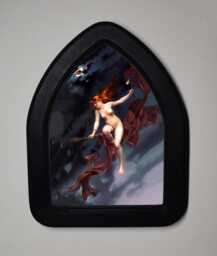 Halloween Black Gothic Arch Wooden Framed Picture, Luis Ricardo Falero, Witches Sabbath, Print, Witchy Wall Hanging - thumbnail 1