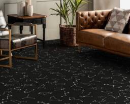 Constellation Galaxy Pattern Vinyl Flooring, Black Homecoming Proposal Ideas, White Vivid Colors Ink, Stars Eco Friendly Floor, Custom Print - thumbnail 1