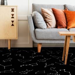 Constellation Galaxy Pattern Vinyl Flooring, Black Homecoming Proposal Ideas, White Vivid Colors Ink, Stars Eco Friendly Floor, Custom Print - thumbnail 3