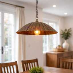 Mid-Century Modern Flush Mount Ceiling Light - Brass Pendant Chandelier Minimalist Rustic Lighting Fixture - thumbnail 2