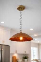 Mid-Century Modern Flush Mount Ceiling Light - Brass Pendant Chandelier Minimalist Rustic Lighting Fixture - thumbnail 1
