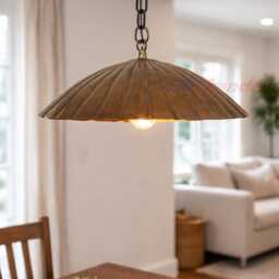 Mid-Century Modern Flush Mount Ceiling Light - Brass Pendant Chandelier Minimalist Rustic Lighting Fixture - thumbnail 3