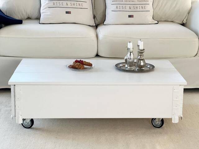 Coffee Table Chest Wooden Box Vintage Shabby Chic - image 1
