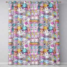 Cute Kawaii School Supplies Desk Rainbow Sun Globe Cream Seamless Pattern Readymade Eyelet Ring Top Thermal 100% Blackout Curtains - thumbnail 2