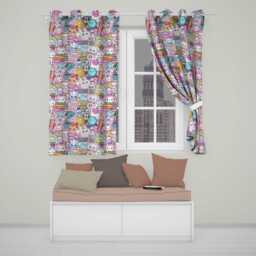 Cute Kawaii School Supplies Desk Rainbow Sun Globe Cream Seamless Pattern Readymade Eyelet Ring Top Thermal 100% Blackout Curtains - thumbnail 1