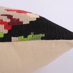 Handmade Kilim Pillow Cover 16x16 Wool Bohemian Throw - thumbnail 4