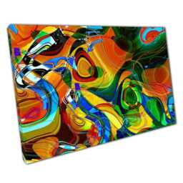 Vibrant Abstract Canvas Art Print Trippy Mixed Illustration For Home Office Decor - thumbnail 1