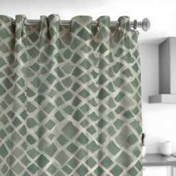 Sage Green Geometric Curtains, Modern Lattice Pattern Drapes, Custom Window Panels For Living Room Bedroom Neutral Home Decor - thumbnail 3