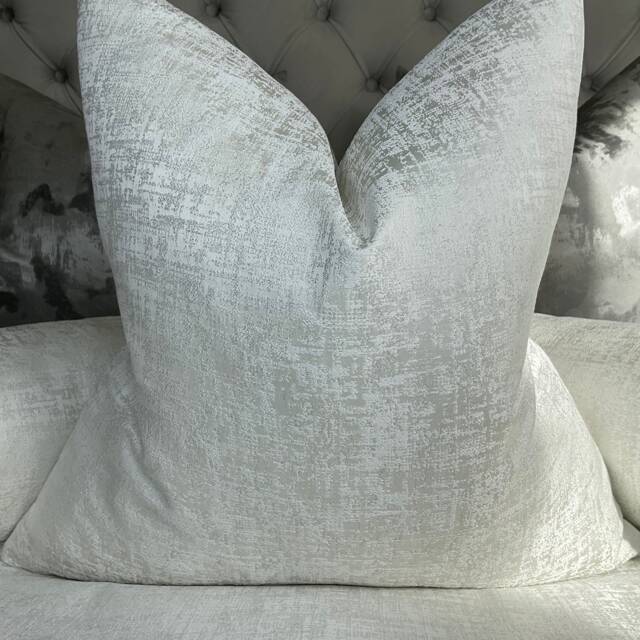Elegant Double-Sided Cushion Cover, White Throw Pillow Bespoke Cover - With Silver Shimmer Amelie - image 1