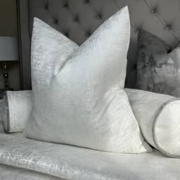 Elegant Double-Sided Cushion Cover, White Throw Pillow Bespoke Cover - With Silver Shimmer Amelie - thumbnail 3