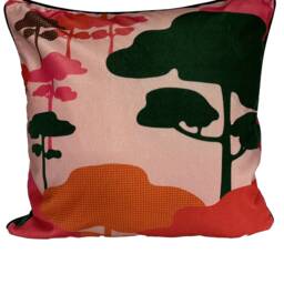 Japanese Cloud Tree Velvet Cushion - Rose - thumbnail 2