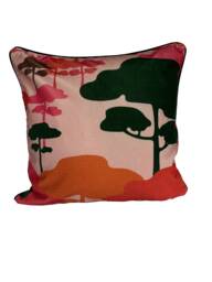 Japanese Cloud Tree Velvet Cushion - Rose - thumbnail 1