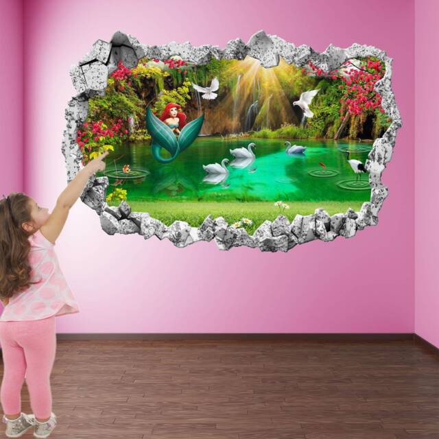 Mermaid Princess Wall Sticker Mural Decal Print Art Kids Girls Bedroom Decor Kd8 - image 1