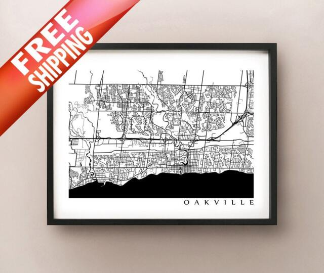 Oakville Map - Black & White Wall Art - image 1