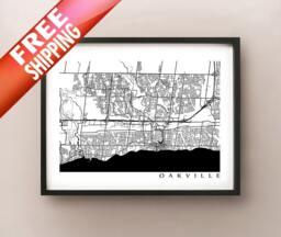 Oakville Map - Black & White Wall Art - thumbnail 1