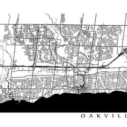 Oakville Map - Black & White Wall Art - thumbnail 2