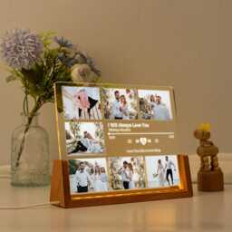 Personalized Couples Gift, Custom Photo Collage Led Light, Personalized Song Night Light, Music Plaque, Best Gift For Her, Girlfriend Gifts - thumbnail 2