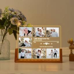 Personalized Couples Gift, Custom Photo Collage Led Light, Personalized Song Night Light, Music Plaque, Best Gift For Her, Girlfriend Gifts - thumbnail 1