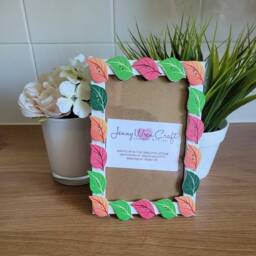 Colourful Wooden Leaf Shaped Button Photo Frame 4 X 6 Inches - thumbnail 2