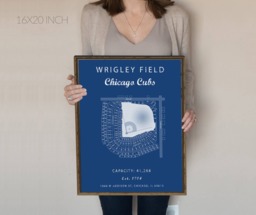 Wrigley Field Sign, Chicago Cubs, Seating Chart, Gift For Cubs Fan, Vintage Cubs, Gift Him Under 30. Mlb Stadium Art - thumbnail 1