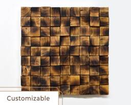 Pine Wood Mosaic Wall Art Burned Lodge Decor - 21''x21'' - thumbnail 1