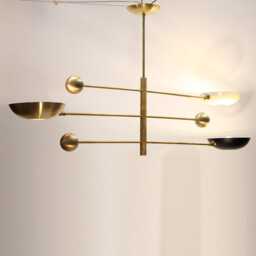 Mid Century Ceiling Brass Modern Chandelier Orbital 3 Rotating Arm - Sputnik Fixture - thumbnail 1