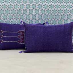 Yakiti-Purple Square Moroccan Pillows , Aka Cactus Silk Pillow, Decorative Pillows, Sabra Pillows, Moroccan Decor Designer Cactus - thumbnail 2