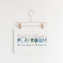 Personalised Playroom Print, Decor, Wall Art, Brothers Bedroom Prints, Boys Blue Nursery Room - thumbnail 2