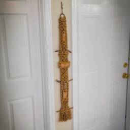 Tan Macram?? Jute, Ceramics, Wood, Bamboo, Wall Hanging, 7 1/2 Inch By 43 Inch, Hand Tied, Made Ceramics. Tan - thumbnail 2