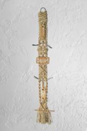 Tan Macram?? Jute, Ceramics, Wood, Bamboo, Wall Hanging, 7 1/2 Inch By 43 Inch, Hand Tied, Made Ceramics. Tan