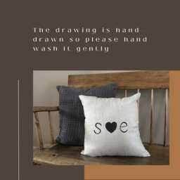 Hand Drawn Letter N Linen Pillow Cover - Initial Cushion - thumbnail 4