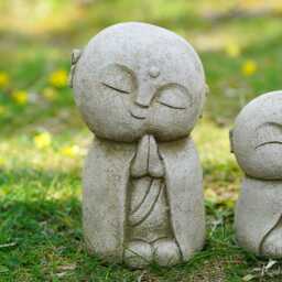 Calming Monks Stone Statue - Outdoor Garden Ornament Zen Monk Buddha Sculpture - thumbnail 2