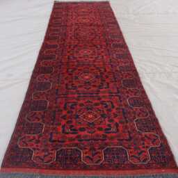 3x10 Runner Rug, Stunning Afghan Bukhara Rug, Hand Knotted Wool Vintage Pattern Oriental Red Turkmen Tribal 10 Ft Hallway Rug - thumbnail 2