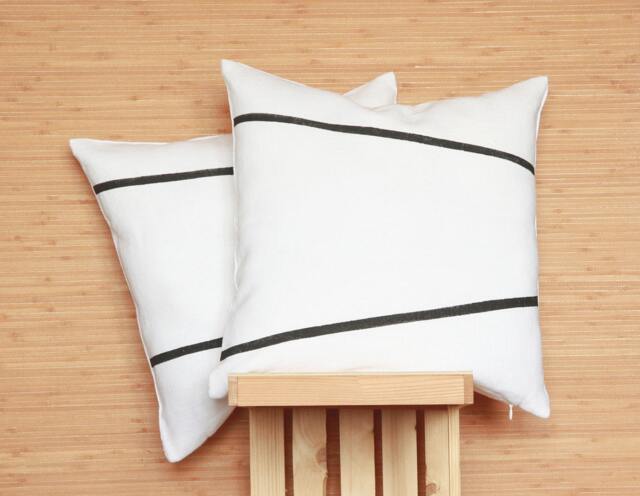 Black & White Decorative Linen Pillow Cover For Minimalist Japandi Scandinavian Interior - image 1