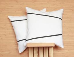 Black & White Decorative Linen Pillow Cover For Minimalist Japandi Scandinavian Interior - thumbnail 1