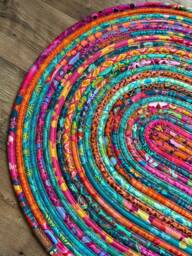 Boho Rug Aqua Orange Gold Pink Multi Color Jelly Roll Rainbow