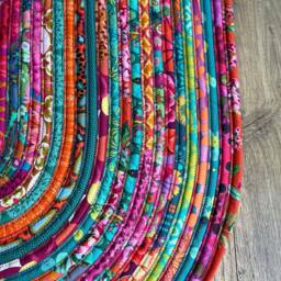 Boho Rug Aqua Orange Gold Pink Multi Color Jelly Roll Rainbow - thumbnail 3