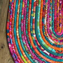 Boho Rug Aqua Orange Gold Pink Multi Color Jelly Roll Rainbow - thumbnail 2